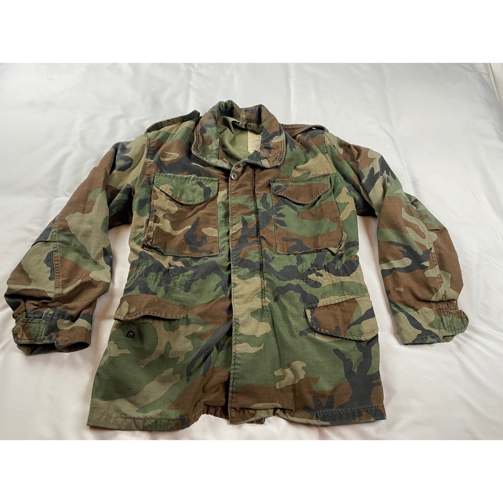 US Military M-65 Field Jacket Mens Small Short Camo Good Woodland Camouflage